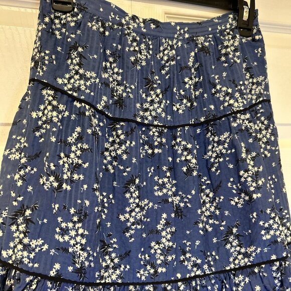 Ulla Johnson Womens Skirt XS Blue White Floral Tiered Cotton Silk Blend Corpcore - Picture 3 of 8